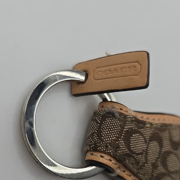 Coach Brown and Tan Key Holder with Silver Ring - Picture 2 of 3